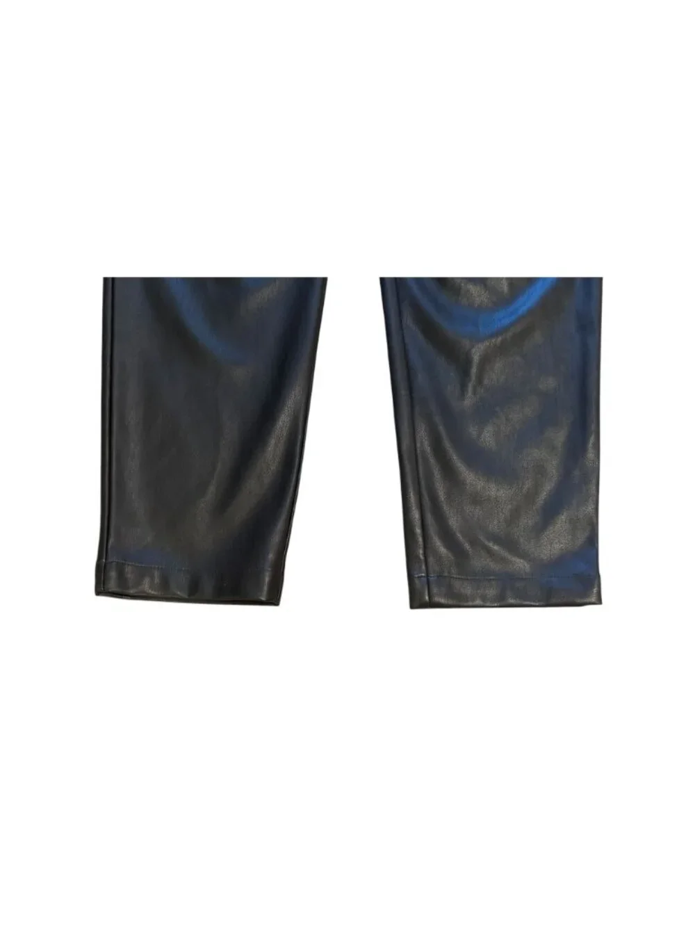 LOFT‎ Faux Leather Pull On Ankle Pants Black Pockets Size S Cropped Drawstring